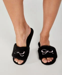 Slippers Fake Fur - Zwart