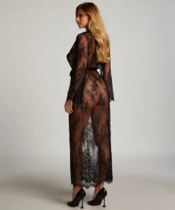 Lange Kimono Allover Lace - Zwart -Optimaal Lingerie Winkel 191638 4