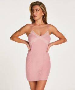 Slipdress Modal Lace - Roze