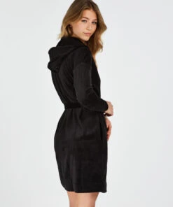 Korte Badjas Velours - Zwart -Optimaal Lingerie Winkel 203048 4